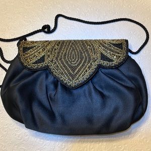 Vintage Black with Gold Beaded Clasp